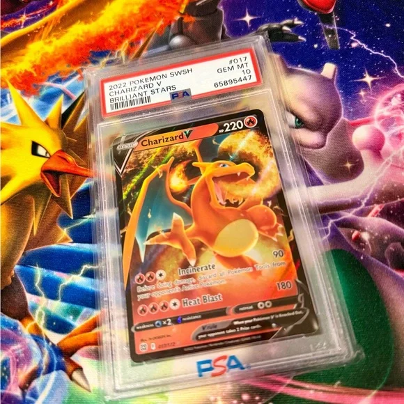 2022 POKEMON SWORD & SHIELD BRILLIANT STARS #017 CHARIZARD V PSA 10 - Picture 3 of 6